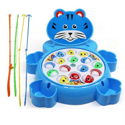 summer hot sale magnetic fish catching toys cartoon cat design family electric fishing game toys plastic for kids boys girls