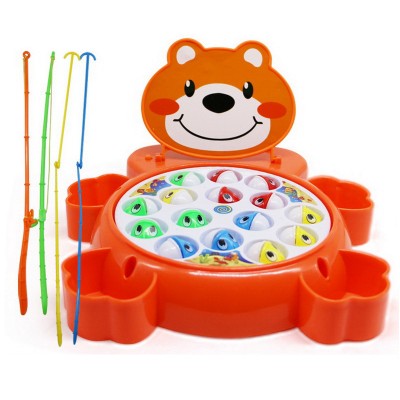 children education magnet fishing game 4 players interactive board game adorable bear design electric fish catching toy magnetic