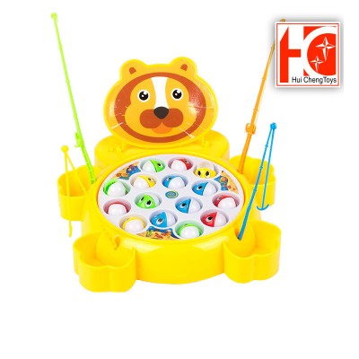 cartoon tiger design magnetic fishing rod toy set electric rotating board educational toys fishing game play for kids