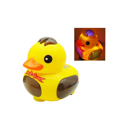 cute musical electric duck toys Intelligent 3D light animal toys plastic flashing toy for children