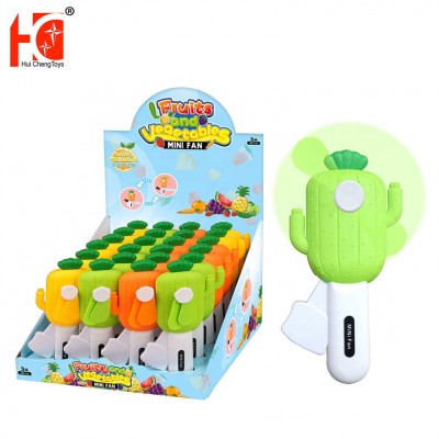 cheap promotional cartoon hand press small fan lovely fruits vegetables outdoor summer handheld manual mini fan toy for kids