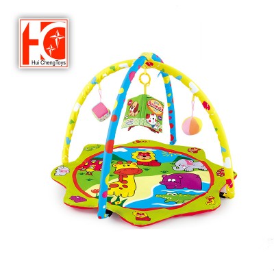 soft comfortable infant activity mat colorful flower animal pattern non-toxic foldable baby gym play mat with hanging toys