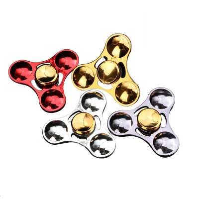 three round alloy hand finger relieve stress toy spinning top metal