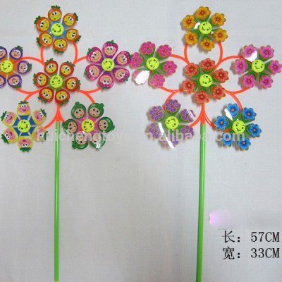 classical toy face flower shape plastic pinwheel for party and Christmas