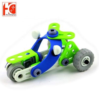 45 pcs creative DIY 3 wheels assemble car developmental stem toys 3D flexible connecting vehicle model building blocks