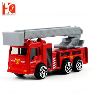 4pcs diecast rescue vehicle 1:64 simulation alloy extend aerial ladder fire fighting truck toys model juguetes carro de bomberos