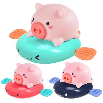 Summer baby bathroom squeeze spray water chain surfing cute pig toy shower time water play infant toddler floating bath tub toys