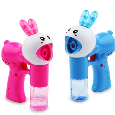 electric soap bubble blower machine toys summer outdoor pistolas de burbujas cartoon rabbit bubble gun with light and music